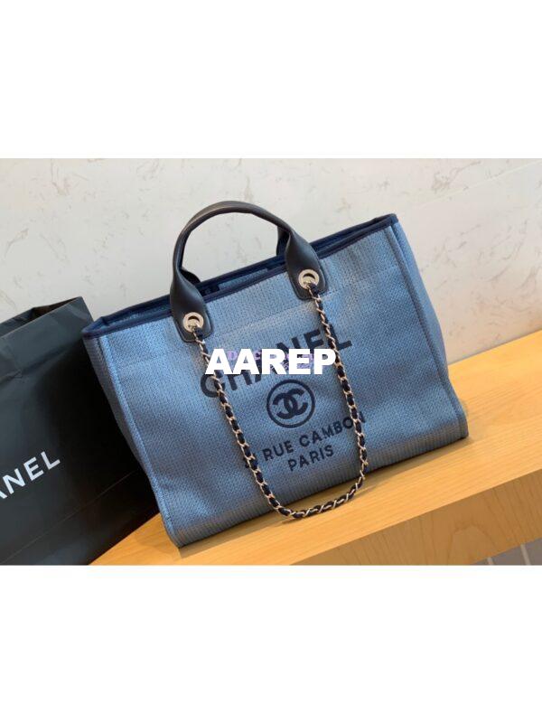 Replica Chanel A66942 Large Toile Deauville Shopping Bag in Denim JeanBlue 4