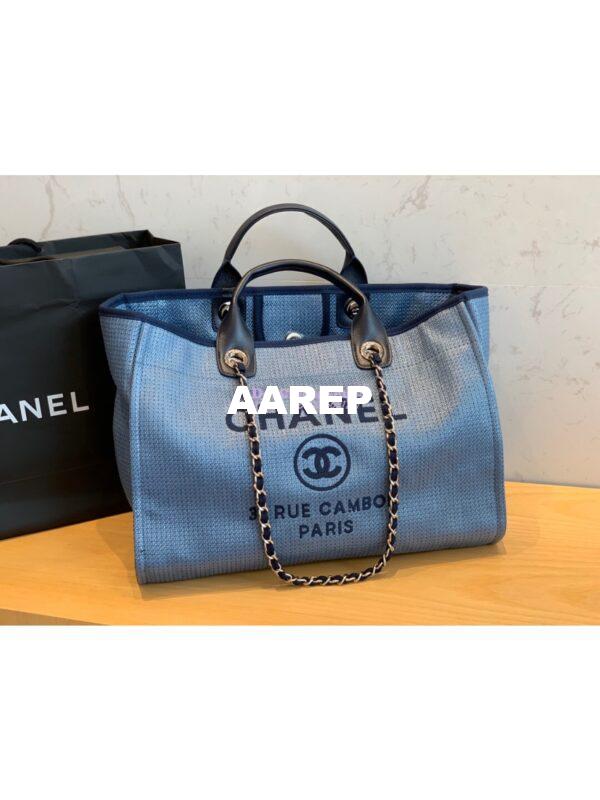 Replica Chanel A66942 Large Toile Deauville Shopping Bag in Denim JeanBlue 5