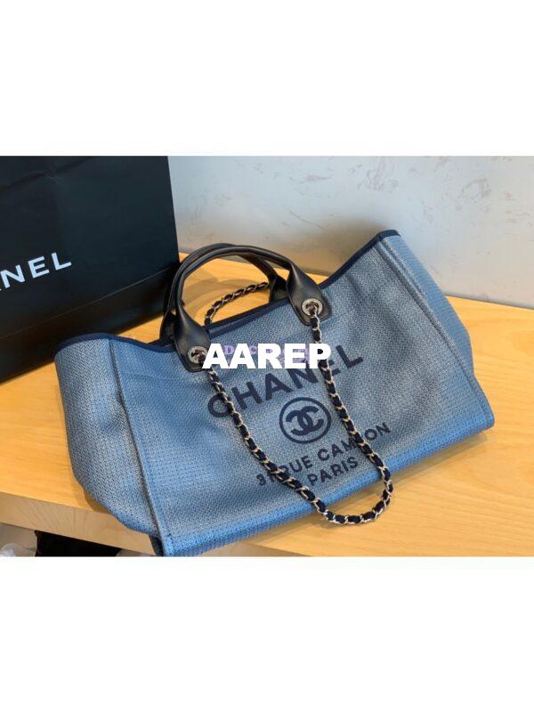 Replica Chanel A66942 Large Toile Deauville Shopping Bag in Denim JeanBlue 7