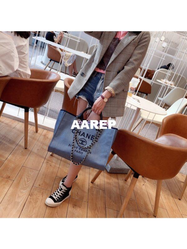 Replica Chanel A66942 Large Toile Deauville Shopping Bag in Denim JeanBlue 12