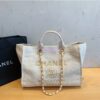 Replica Chanel A66942 Large Toile Deauville Shopping Bag in Black Grey 2