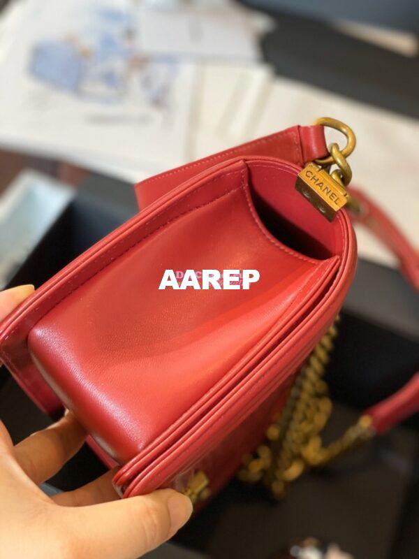 Replica Chanel Python Boy Chanel Flap Bag Ruthenium Hardware Red 7