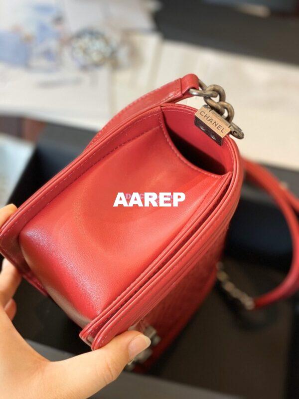 Replica Chanel Python Boy Chanel Flap Bag Ruthenium Hardware Red 16