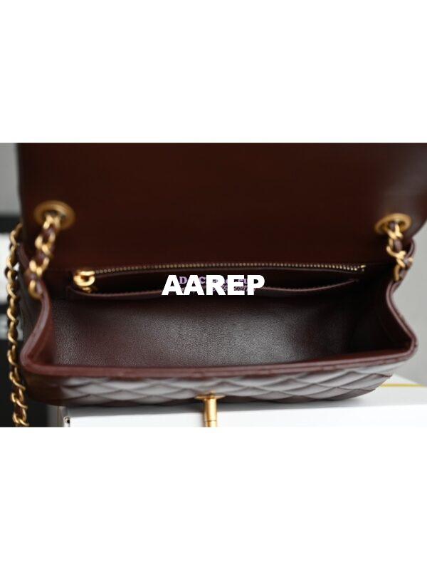 Replica Chanel 24P Lambskin Charm Strap Flap Bag AS1787 Dark Burgundy 11