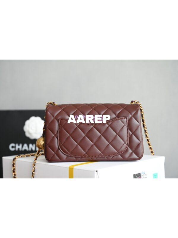 Replica Chanel 24P Lambskin Charm Strap Flap Bag AS1787 Dark Burgundy 12