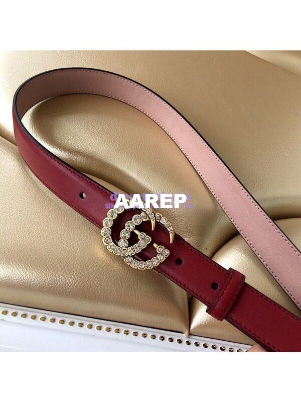 Replica Gucci Leather Belt with Crystals Double G Buckle 476342 8