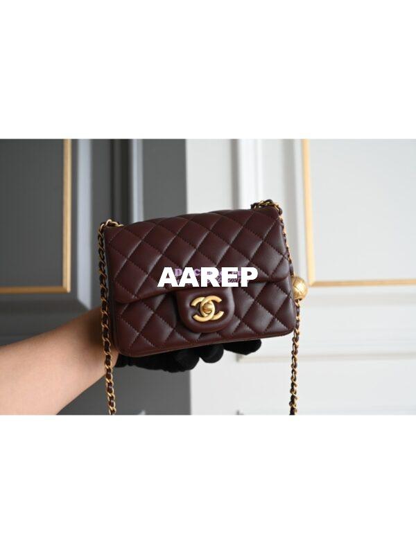Replica Chanel 24P Lambskin Flap Bag AS1786 Dark Burgundy 4