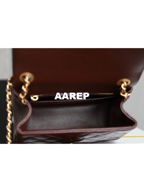 Replica Chanel 24P Lambskin Flap Bag AS1786 Dark Burgundy 9