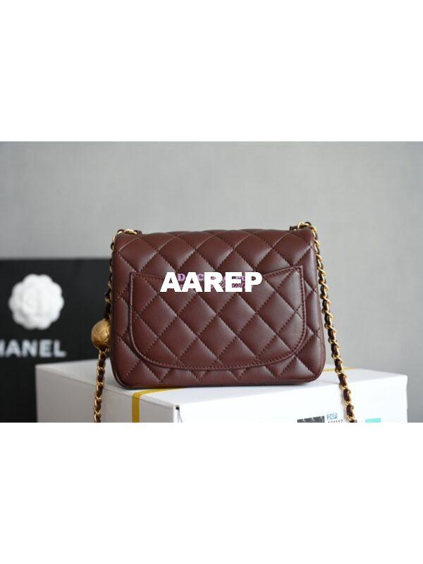 Replica Chanel 24P Lambskin Flap Bag AS1786 Dark Burgundy 12