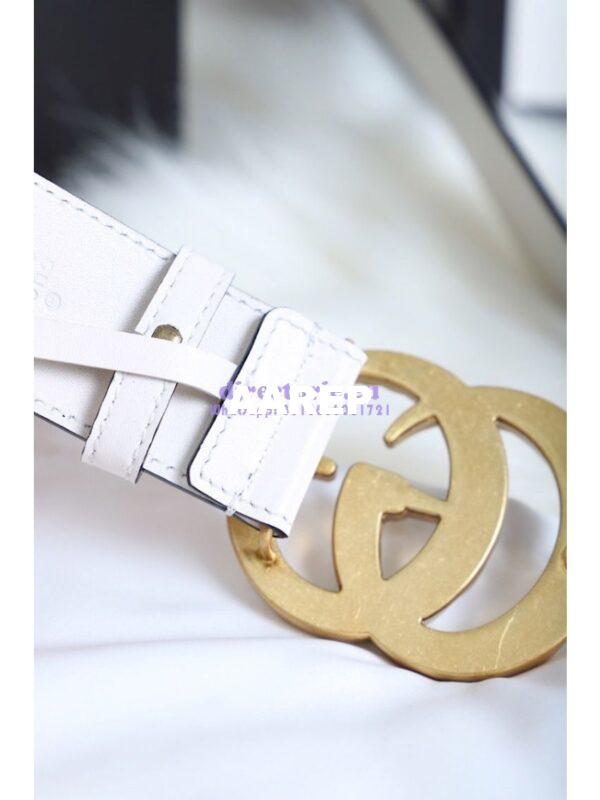 Replica Gucci Leather belt with Crystal Double G Buckle 4cm Width White 7