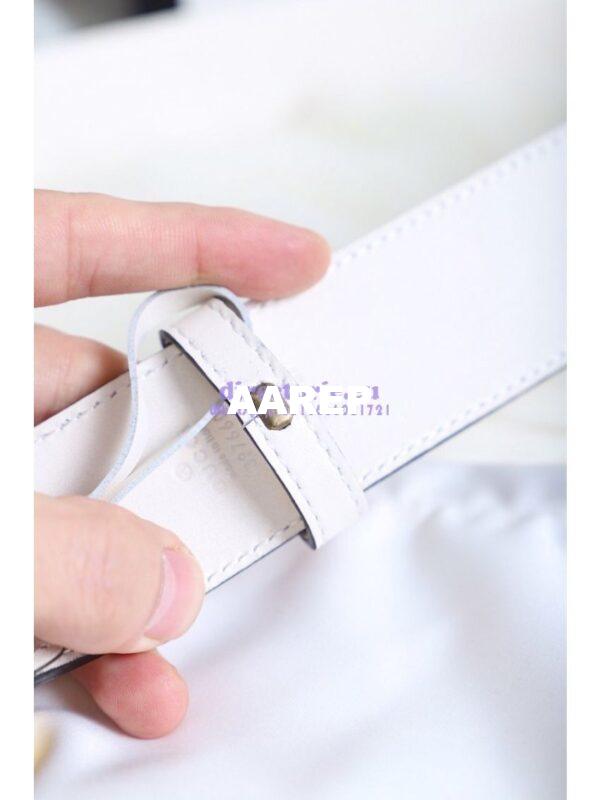 Replica Gucci Leather belt with Crystal Double G Buckle 4cm Width White 8