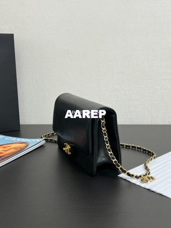 Replica Chanel 24K Small Flap Bag Grained Shiny Calfskin AS5186 Black 3