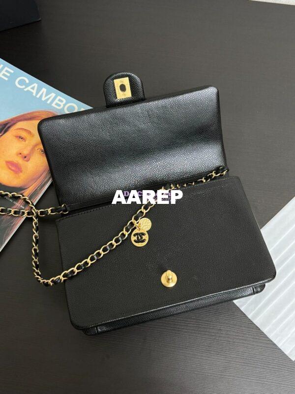 Replica Chanel 24K Small Flap Bag Grained Shiny Calfskin AS5186 Black 5