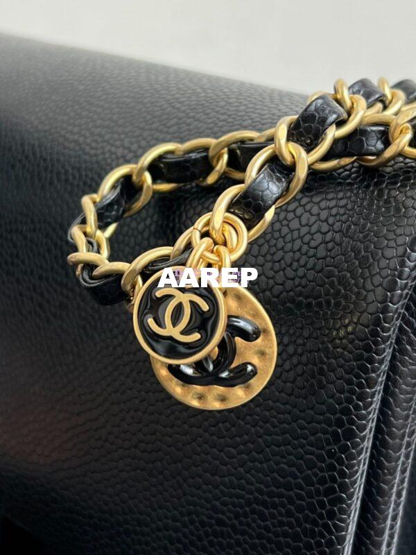 Replica Chanel 24K Small Flap Bag Grained Shiny Calfskin AS5186 Black 6