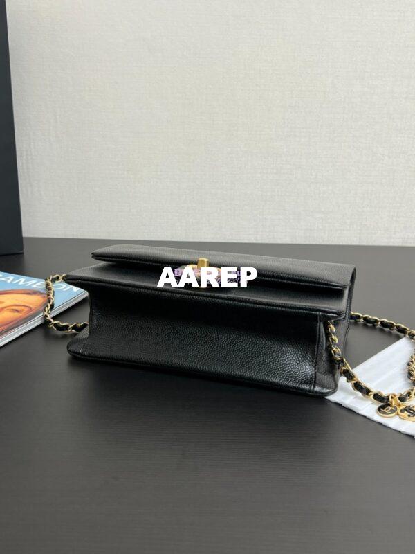 Replica Chanel 24K Small Flap Bag Grained Shiny Calfskin AS5186 Black 9
