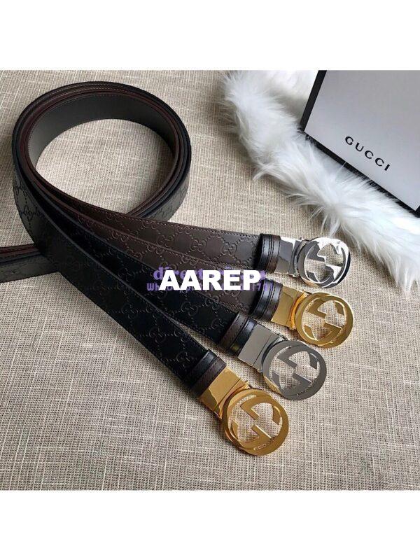 Replica Gucci Reversible GG Signature Belt 473030 Black