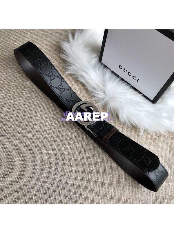 Replica Gucci Reversible GG Signature Belt 473030 Black 2