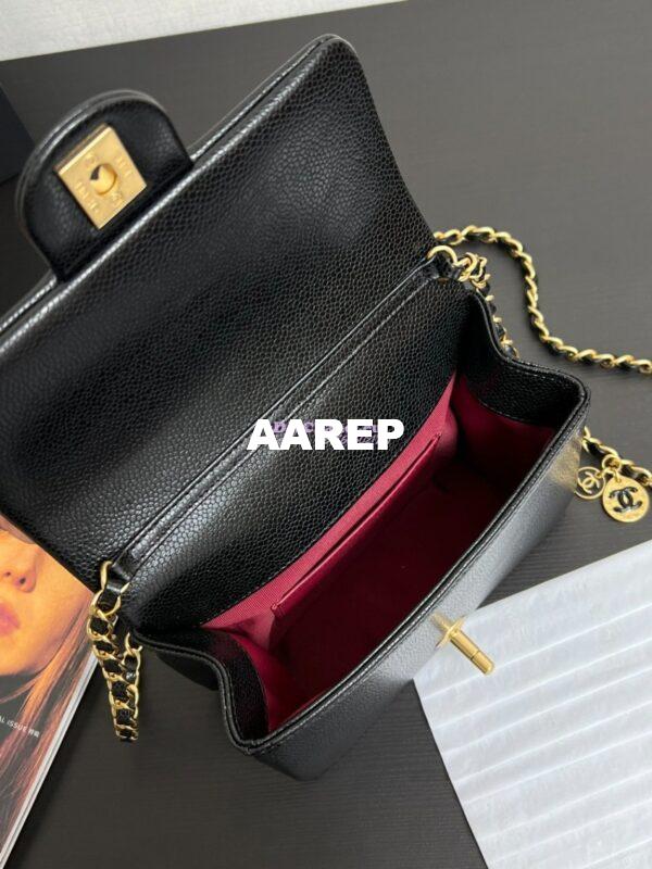 Replica Chanel 24K Mini Flap Bag Grained Shiny Calfskin AS5218 Black 8