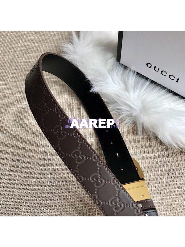 Replica Gucci Reversible GG Signature Belt 473030 Brown 5