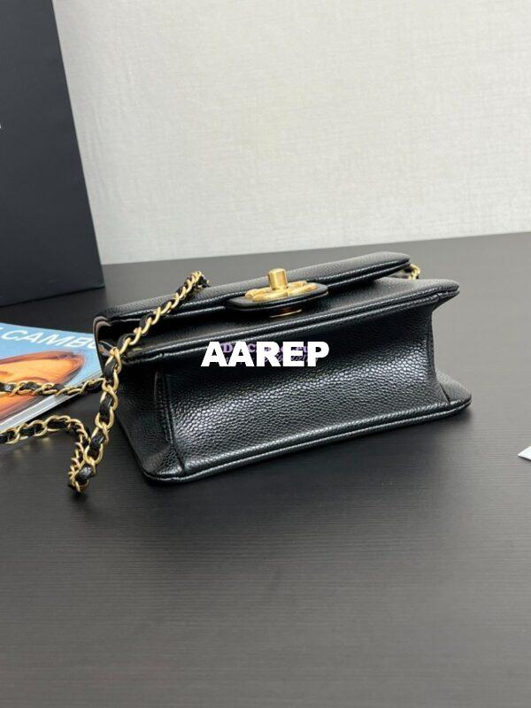 Replica Chanel 24K Mini Flap Bag Grained Shiny Calfskin AS5218 Black 10