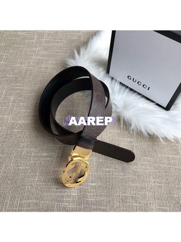Replica Gucci Reversible GG Signature Belt 473030 Brown 6
