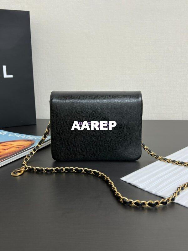 Replica Chanel 24K Mini Flap Bag Grained Shiny Calfskin AS5218 Black 11