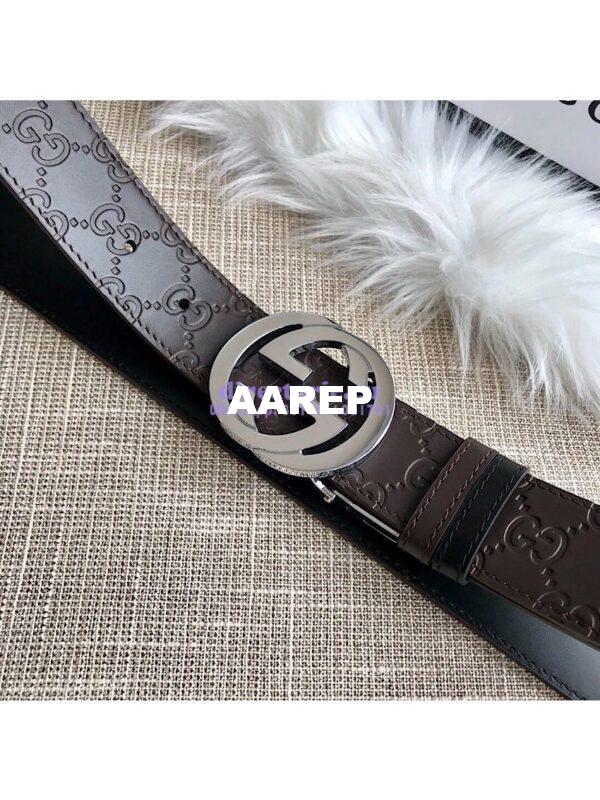 Replica Gucci Reversible GG Signature Belt 473030 Brown 7