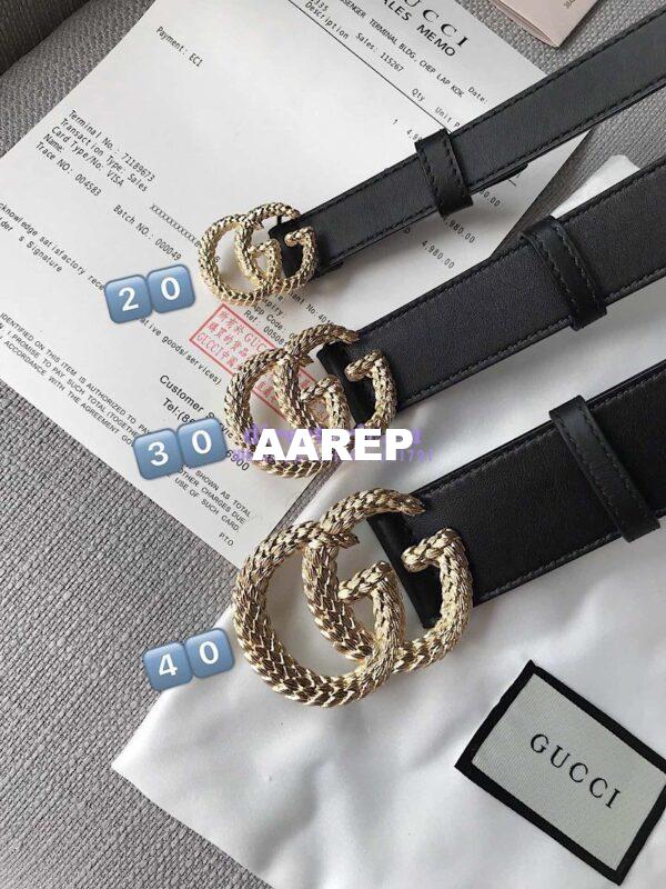 Replica Gucci Belt with Textured Double G Buckle 3