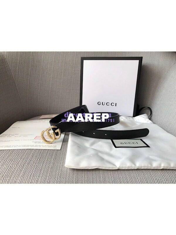 Replica Gucci Belt with Textured Double G Buckle 4