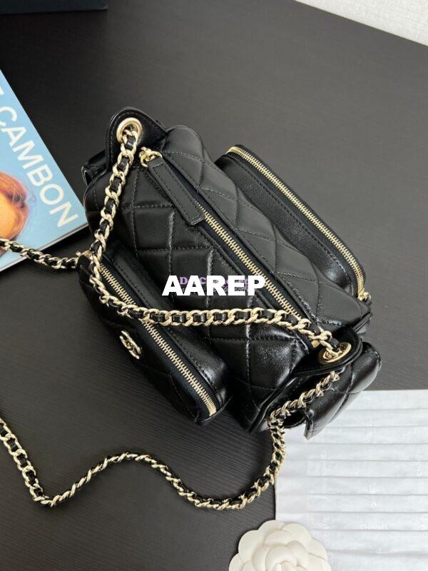 Replica Chanel 24P Small Camera Case Shiny Crumpled Lambskin AS5220 Black 5