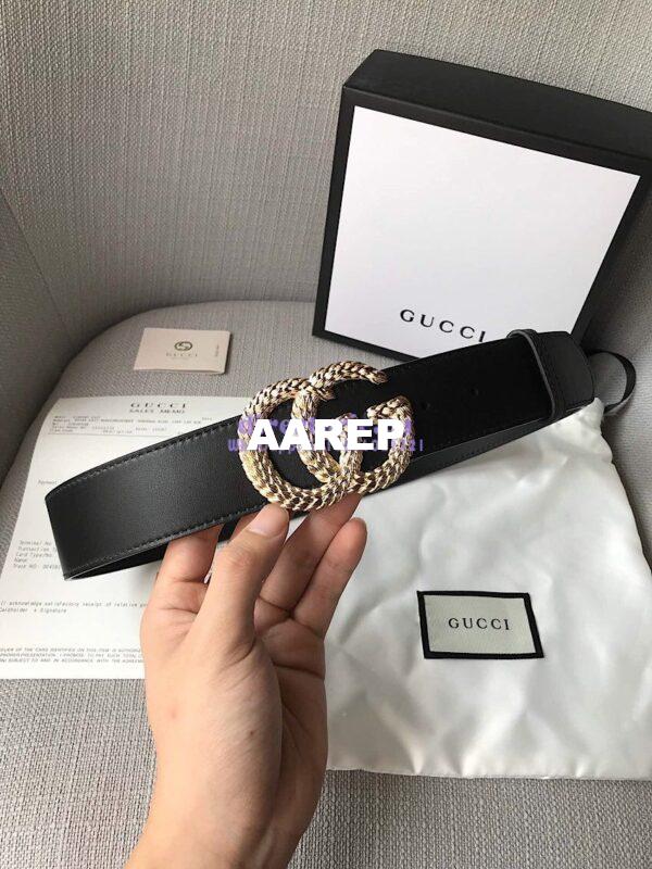 Replica Gucci Belt with Textured Double G Buckle 9
