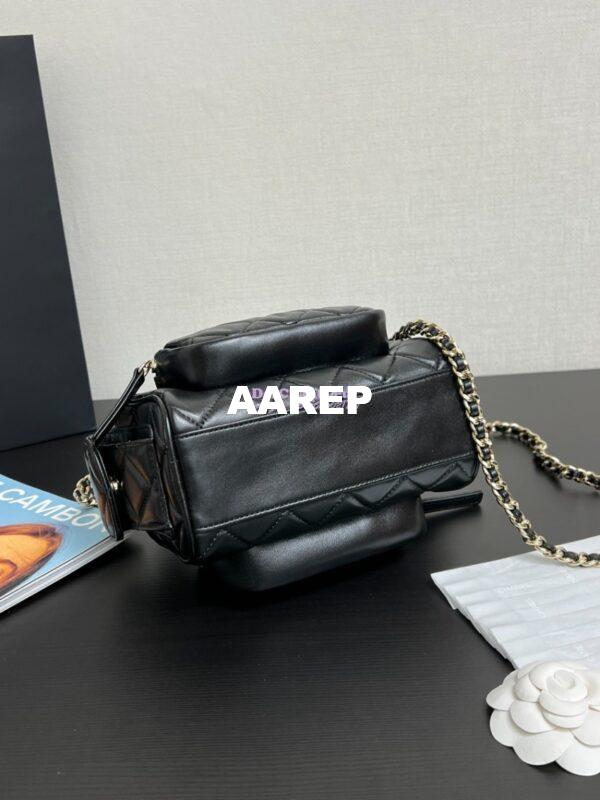 Replica Chanel 24P Small Camera Case Shiny Crumpled Lambskin AS5220 Black 11