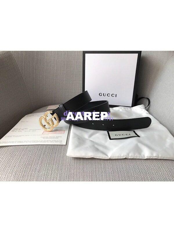 Replica Gucci Belt with Textured Double G Buckle 11
