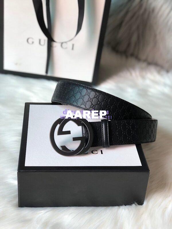 Replica Gucci Microguccissima Leather Belt with Double G Buckle 400593 2