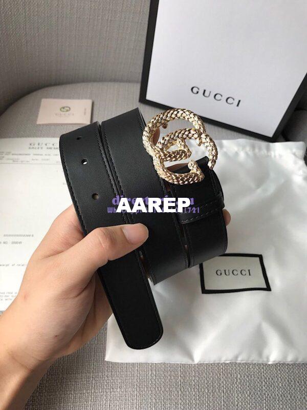 Replica Gucci Belt with Textured Double G Buckle 12