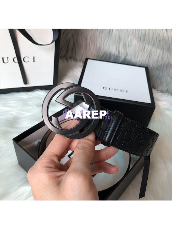 Replica Gucci Microguccissima Leather Belt with Double G Buckle 400593 3