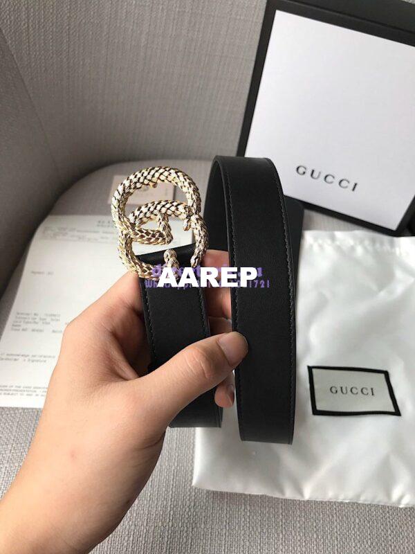 Replica Gucci Belt with Textured Double G Buckle 13