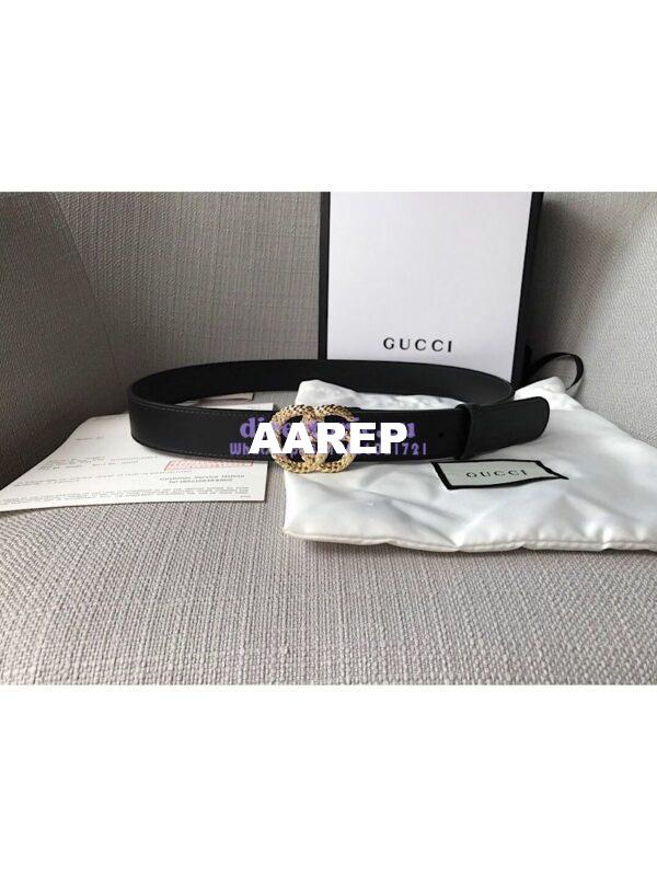 Replica Gucci Belt with Textured Double G Buckle 14