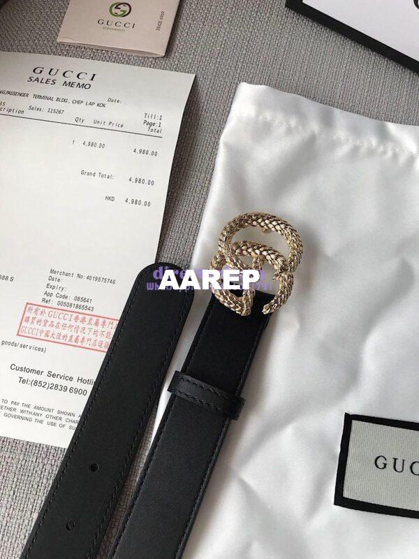 Replica Gucci Belt with Textured Double G Buckle 16