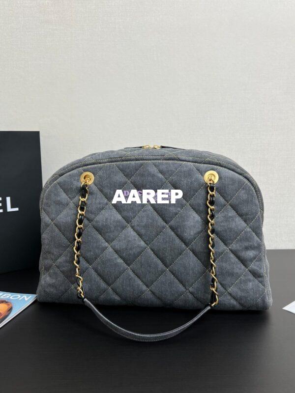 Replica Chanel 24A Maxi Bowling Bag Washed Denim AS4812 4