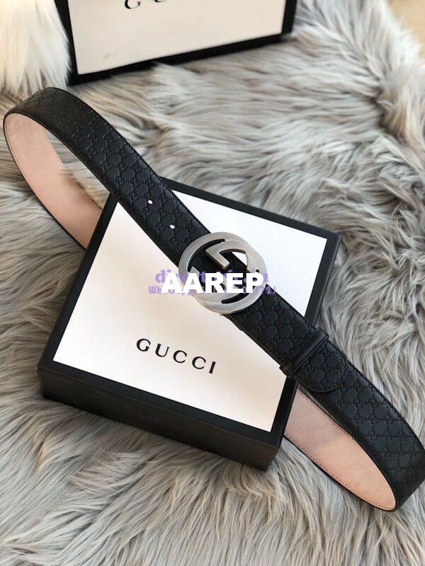 Replica Gucci Microguccissima Leather Belt with Double G Buckle 400593 12