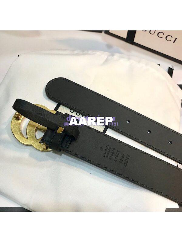 Replica Gucci Leather belt with Crystal Double G Buckle 414516 5