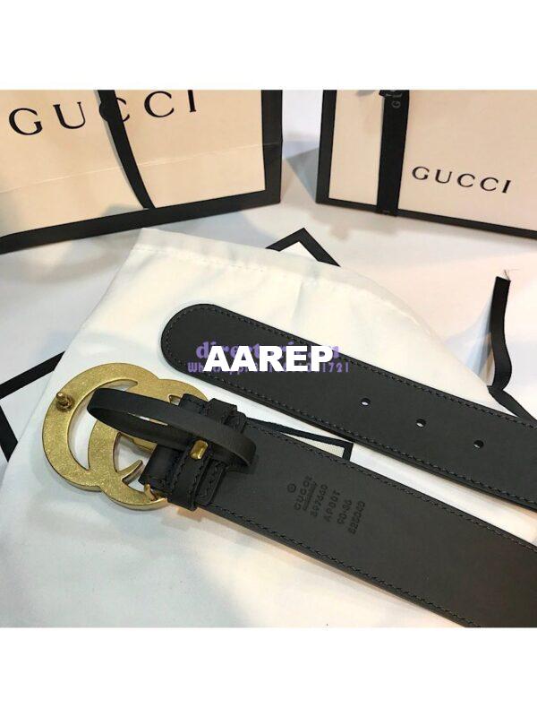 Replica Gucci Leather belt with Crystal Double G Buckle 414516 9