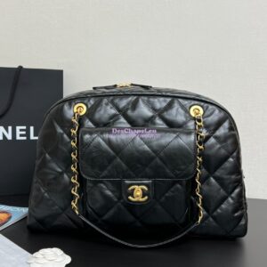 Replica Chanel 24A Maxi Bowling Bag Shiny Aged Calfskin AS4812