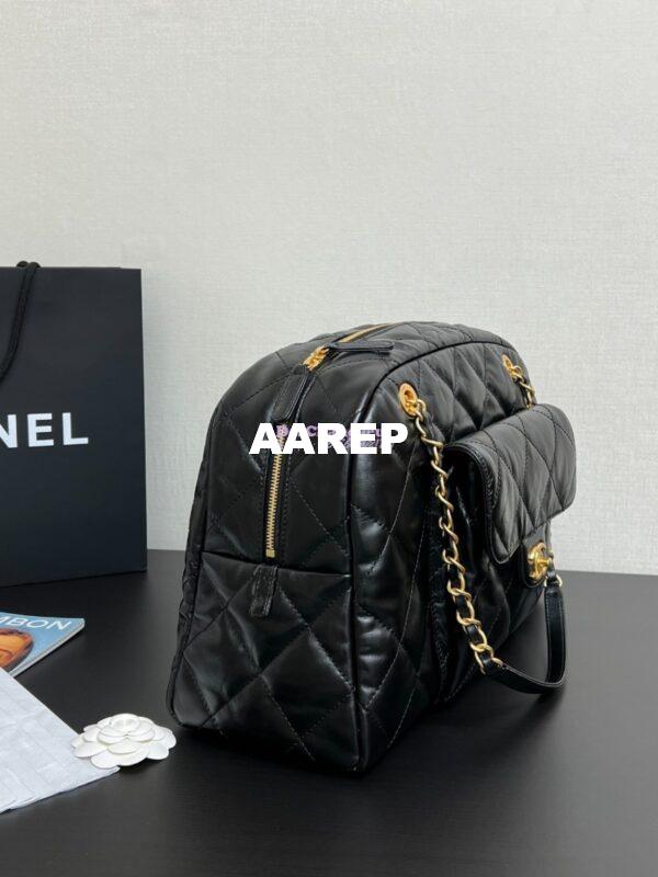 Replica Chanel 24A Maxi Bowling Bag Shiny Aged Calfskin AS4812 2