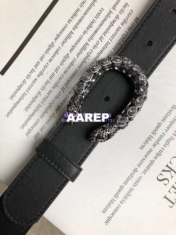 Replica Gucci Leather Belt with Crystal Dionysus Buckle 432142 3