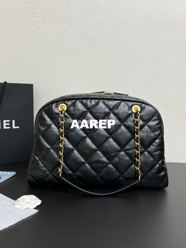 Replica Chanel 24A Maxi Bowling Bag Shiny Aged Calfskin AS4812 8