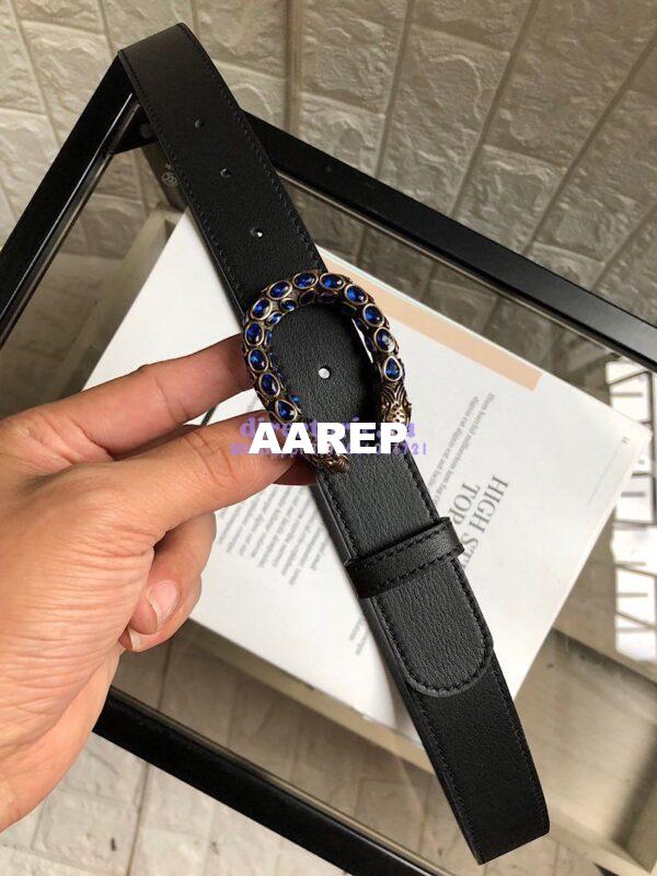 Replica Gucci Leather Belt with Crystal Dionysus Buckle 432142 10