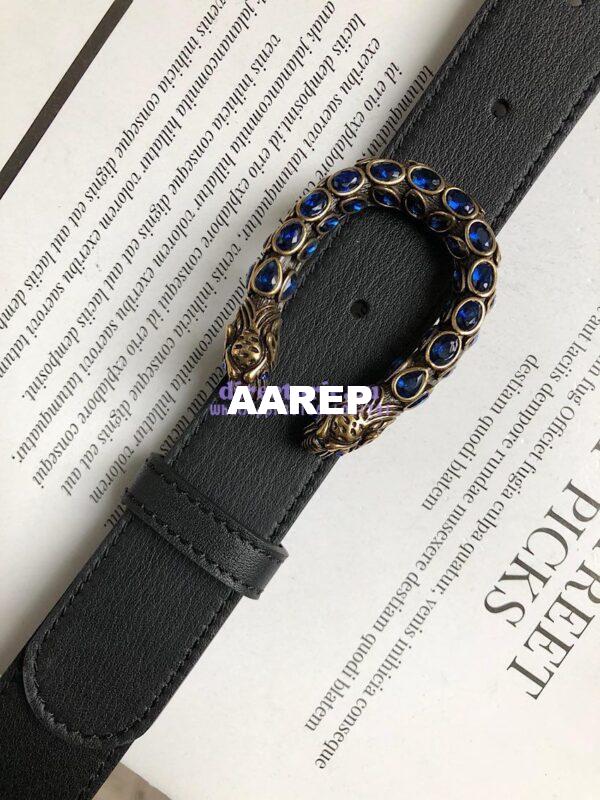 Replica Gucci Leather Belt with Crystal Dionysus Buckle 432142 11