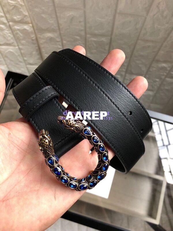 Replica Gucci Leather Belt with Crystal Dionysus Buckle 432142 12